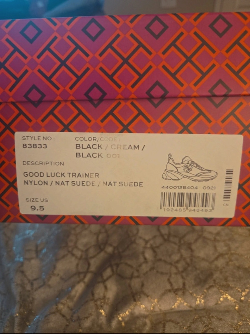 Tory Burch Black and Beige Low-Top Logo Sneakers with White Soles - Picture 4 of 8